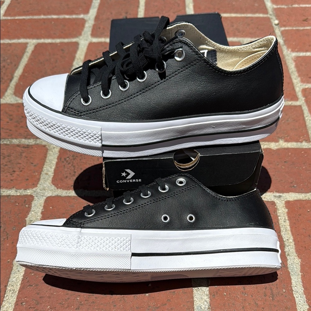 Converse Black & White Womens Platform Sneakers